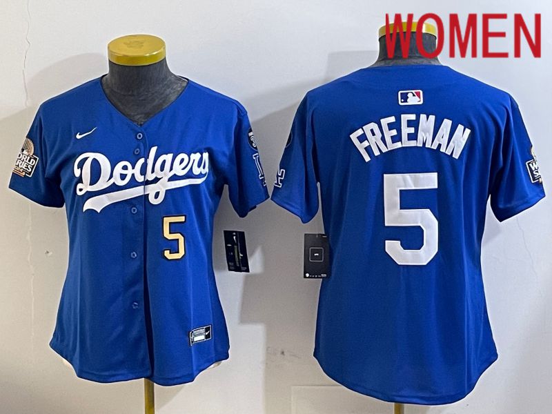 Women Los Angeles Dodgers #5 Freeman Blue Game 2024 Nike MLB Jersey style 11218